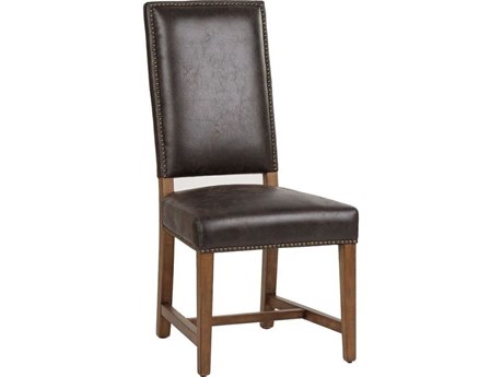 World Interiors Dani Birch Wood Brown Leather Armless Dining Chair