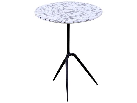 World Interiors Glacier Round Marble End Table