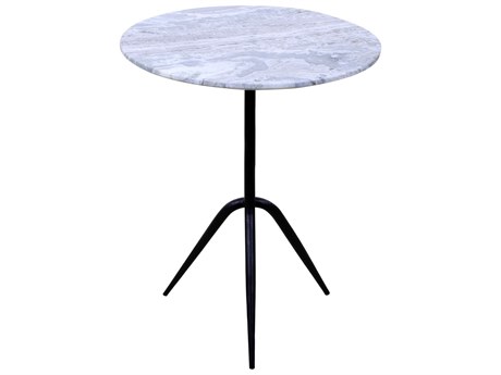 World Interiors Glacier Round Marble End Table