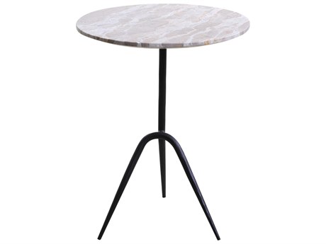 World Interiors Glacier Round Marble End Table
