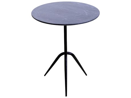 World Interiors Glacier Round Marble End Table