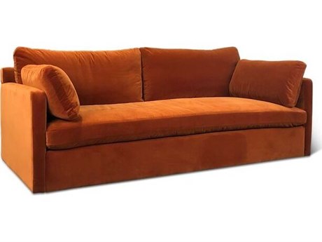World Interiors Genova Dune Velvet Orange Upholstered Sofa