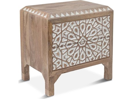 World Interiors Haveli 2-Drawers Brown Nightstand