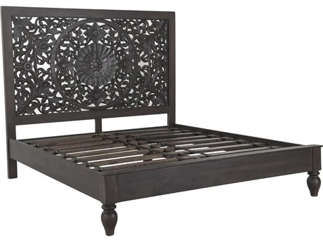 World Interiors Haveli Vintage Brown Mango Wood King Platform Bed