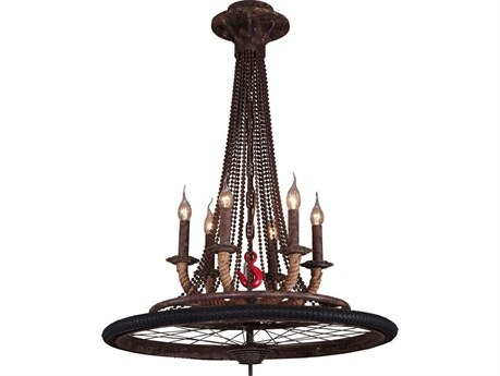 World Interiors Heritage Distressed Black Round Pendant