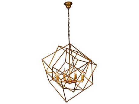 World Interiors Heritage 8-Light Brass Geometric Pendant