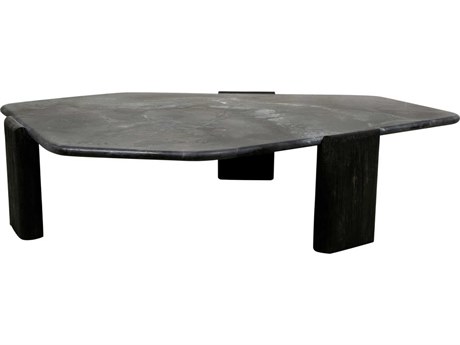 World Interiors Harbor Hexagon Marble Dark Walnut Coffee Table
