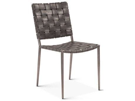 World Interiors Lund Black Leather Side Dining Chair