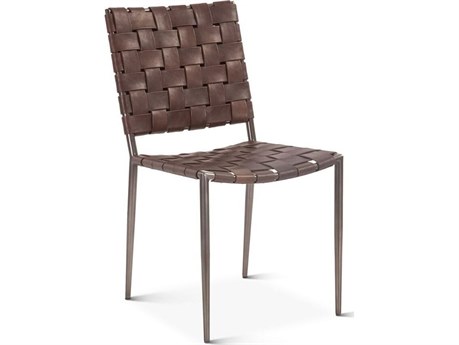 World Interiors Lund Brown Leather Armless Dining Chair