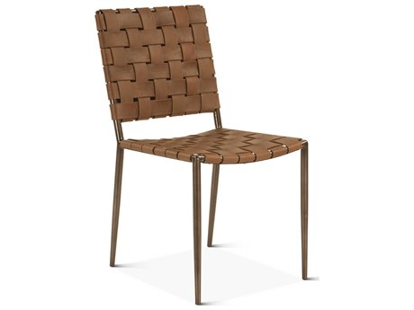 World Interiors Lund Brown Leather Side Dining Chair