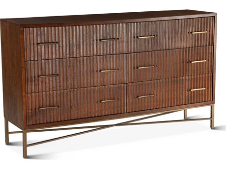 World Interiors Manhattan 6-Drawers Brown Mango Wood Double Dresser