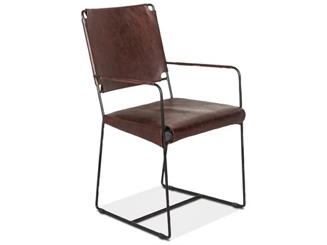 World Interiors Melbourne Black Leather Arm Dining Chair
