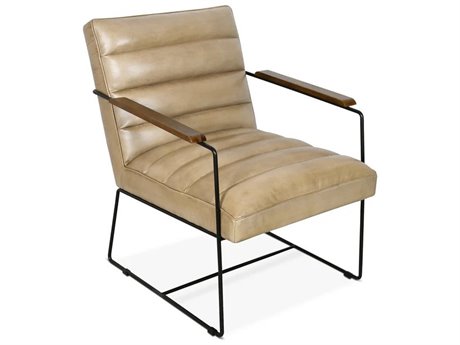 World Interiors Melbourne Beige Leather Accent Chair