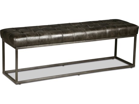 World Interiors Melbourne Black Leather Accent Bench