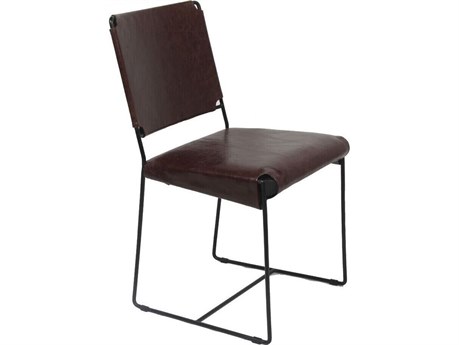 World Interiors Melbourne Black Leather Armless Dining Chair