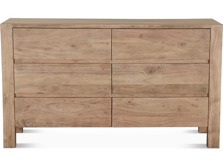 World Interiors Mesa 6-Drawers Natural Acacia Wood Double Dresser