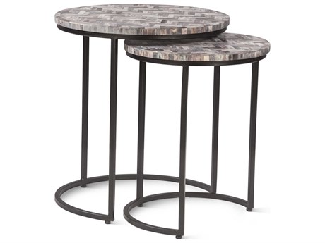 World Interiors Mumbai Round Resin Powder Coated Black End Table