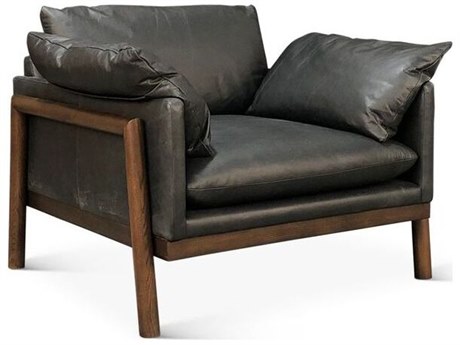 World Interiors Newark Black Leather Accent Chair