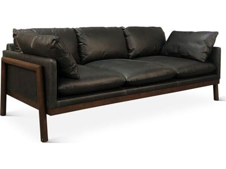World Interiors Newark Charme Black Leather Sofa
