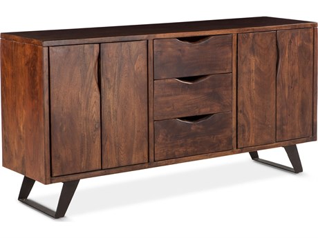 World Interiors Nottingham 68" Acacia Wood Walnut Antique Zinc Sideboard