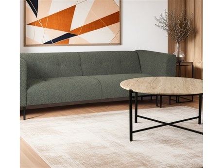 World Interiors Olympia Dark Green Boucle Upholstered Sofa