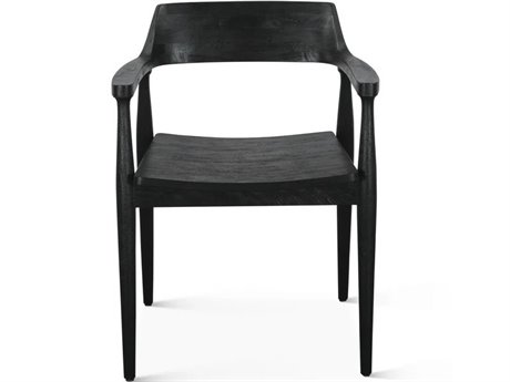 World Interiors Oxford Matte Black Mango Wood Dining Arm Chair