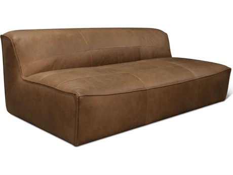 World Interiors Plano Charme Mocha Brown Leather Sofa