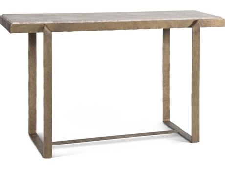 World Interiors Rhodes Rectangular Marble Antique Brass Console Table
