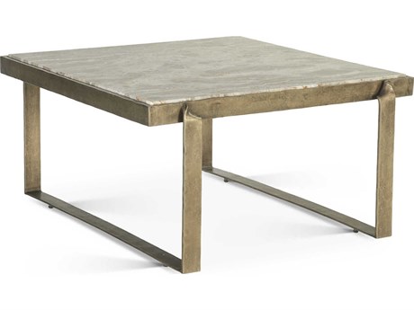World Interiors Rhodes Rectangular Marble Antique Brass Coffee Table