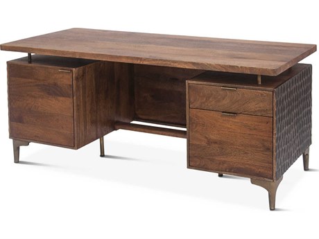 World Interiors Vallarta Two Tone Bronze Brown Mango Wood Secretary Desk
