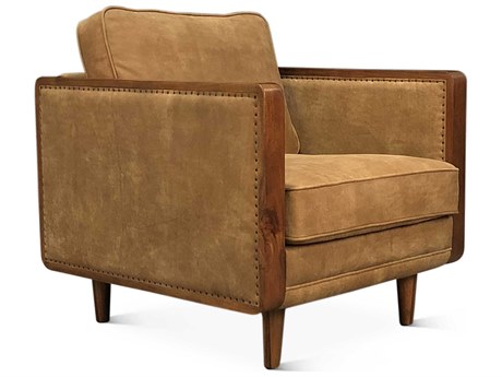 World Interiors Victoria Tan Leather Accent Chair