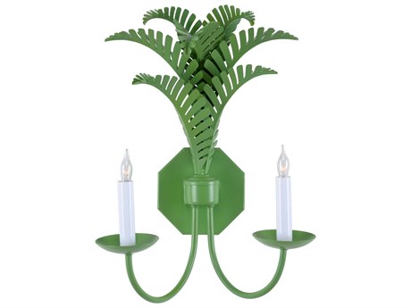 Wildwood Royal Palm 2-Light Spring Green Wall Sconce