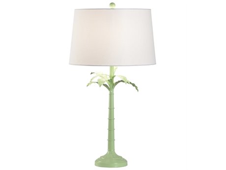 Wildwood Palma Spring Green White Linen Buffet Lamp