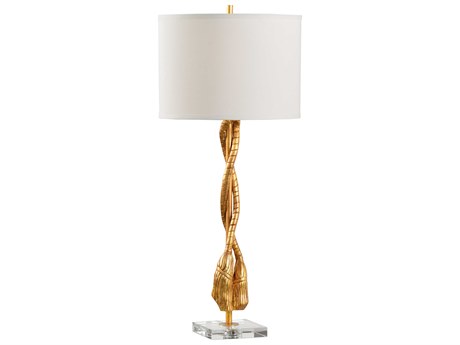 Wildwood Pomp and Circumstance Gold White Linen Buffet Lamp