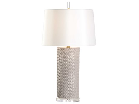 Wildwood A Tisket Tasket Oyster Mushroom Off White Silk Gray Buffet Lamp