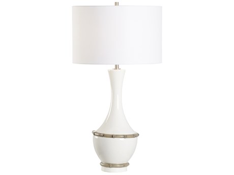 Wildwood Bamboozled White Brown Off Linen Buffet Lamp