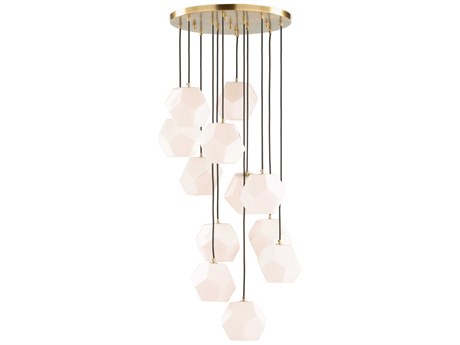 Wildwood Indicus 12-Light Antique Brass Black White Geometric Pendant
