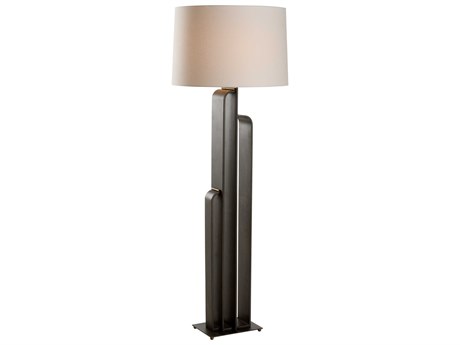 Wildwood Brazing Antique Brass Bronze Off White Linen Floor Lamp