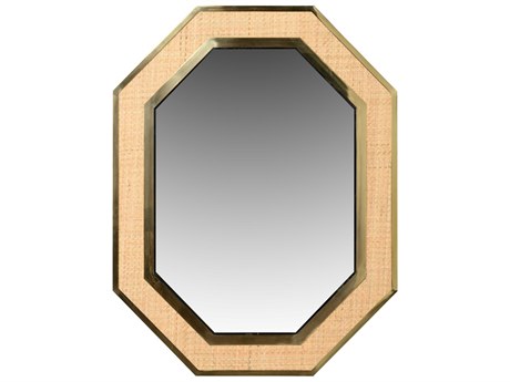 Wildwood Dunbar Brass and Cane Octagon Wall Mirror