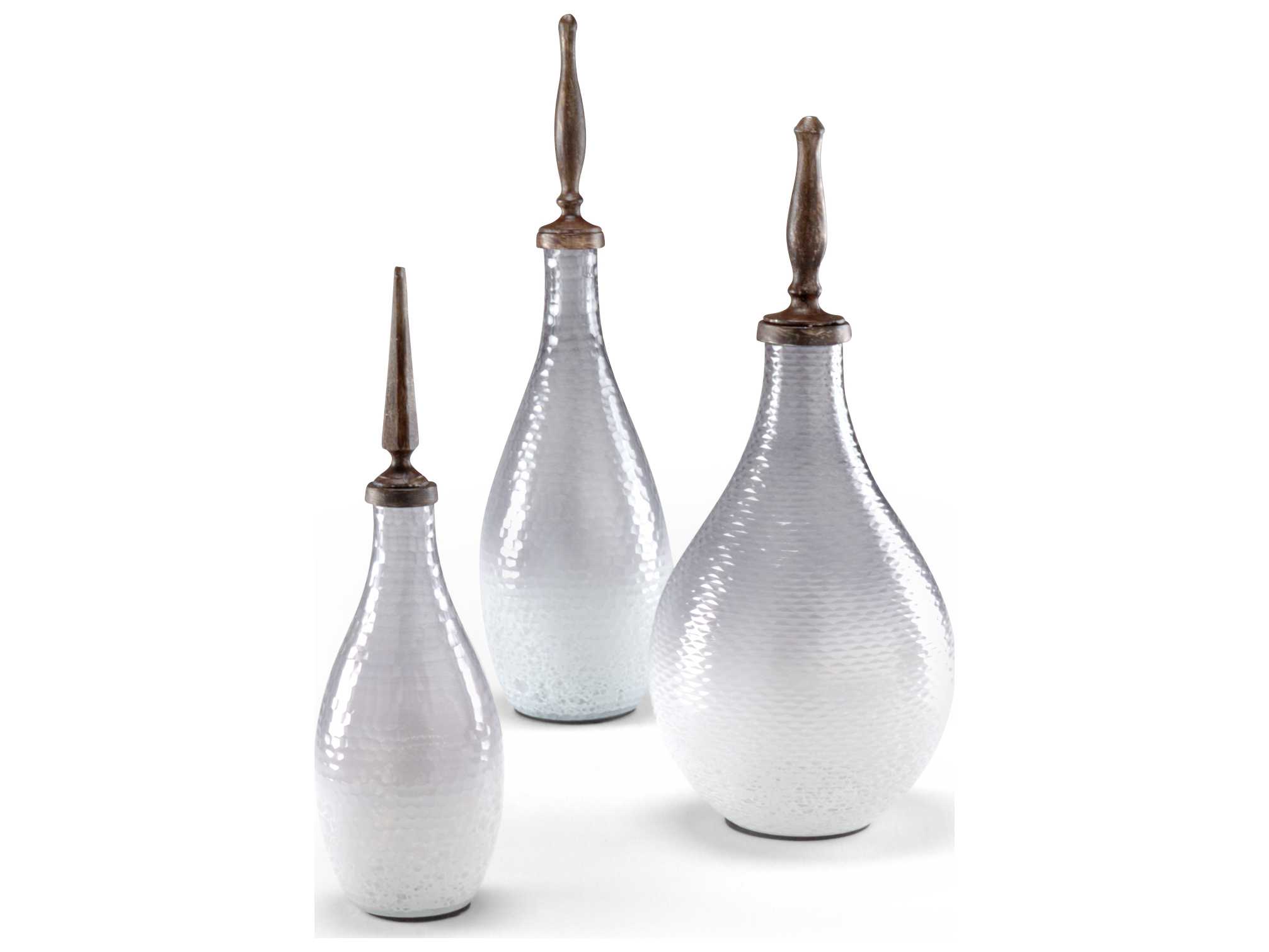 Wildwood Lamps Finial Bottles Cast Alloy Burnt Copper Art Glass (Set Of