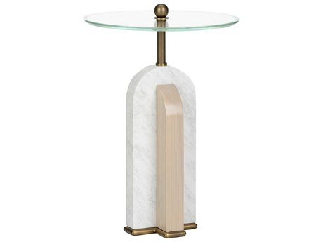 Wildwood Channarock Round Glass Natural White Rift Cut Oak End Table