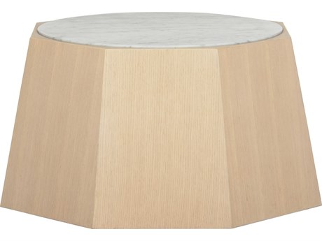 Wildwood Laurence Round Marble Rift Cut White Oak Natural Coffee Table