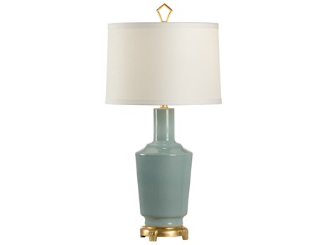 Wildwood Emma Sea Mist Green Ivory Linen Buffet Lamp