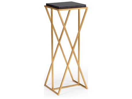 Wildwood Malcolm Rectangular Stone Natural Black Gold Leaf End Table