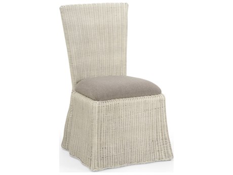 Wildwood Savannah Rattan White Upholstered Side Dining Chair