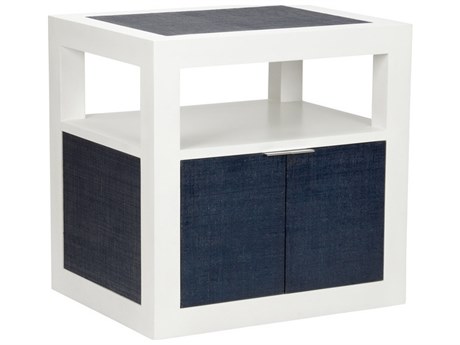 Wildwood La Costa Rectangular Fabric White Cream Blue End Table