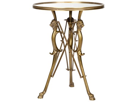 Wildwood Lion In The Library Round Glass Gold End Table