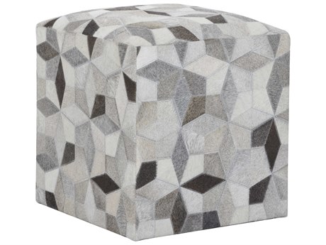 Wildwood Shine Bright Like A Diamond Brown Gray Tan Leather Pouf