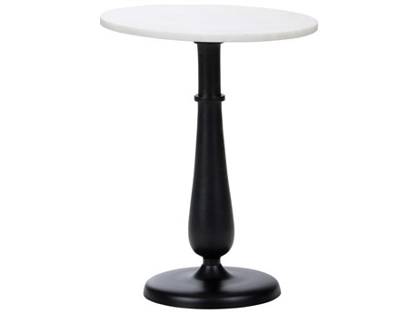 Wildwood Mariella Round Marble Matte Black Natural White End Table