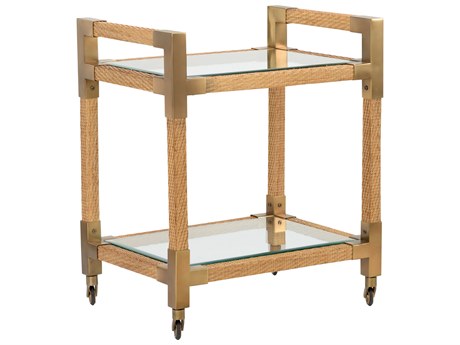 Wildwood Vieux Carre Glass Brown Natural Bar Cart